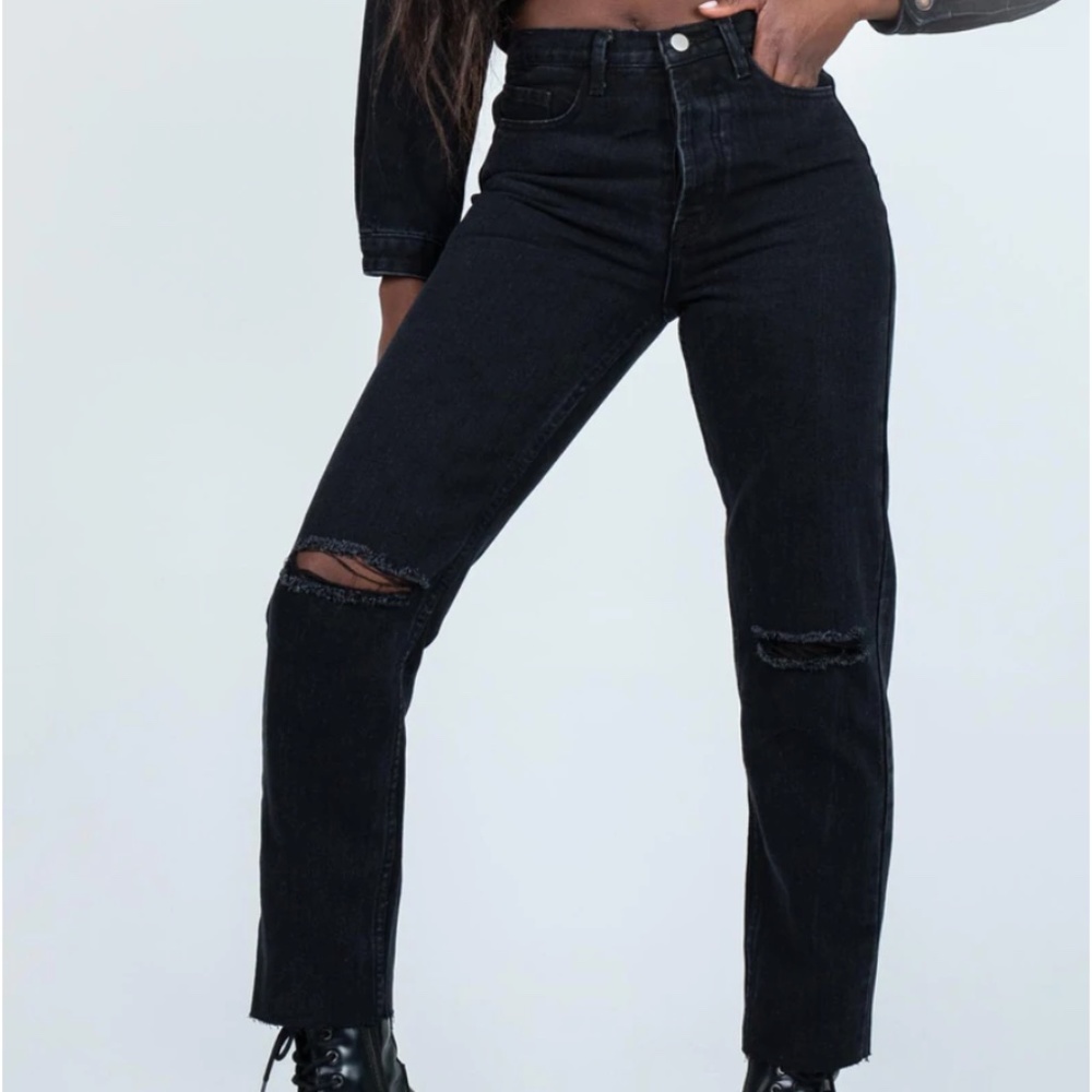 PRINCESS POLLY BLACK RIPPED JEANS